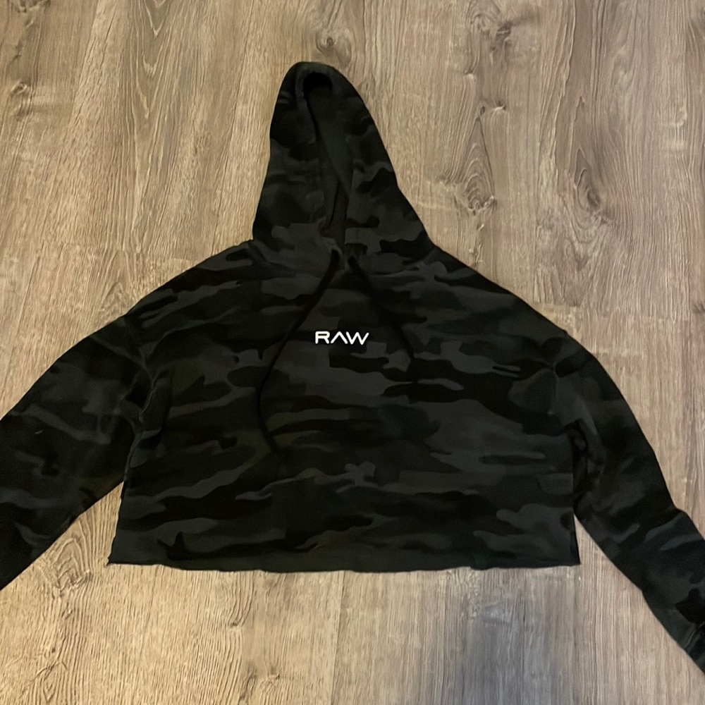 Women’s RAW cropped workout hoodie.
